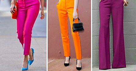 С чем сочетать цветные брюки