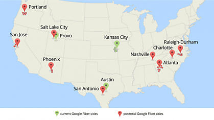 Google Fiber расширяется ещё на 9 крупных городов США