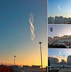 Облака в форме ДНК над Москвой 24 декабря 2012