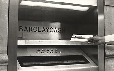 Первый банкомат появился в 1967 году в Barclays