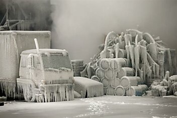Ледяные скульптуры после пожара в Чикаго (6 фото)