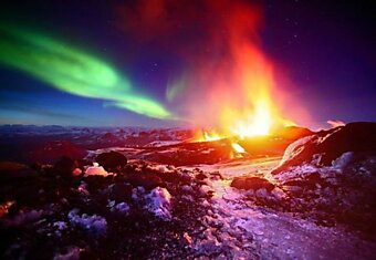 Ночи в Исландии, вулкан Эйяфьядлайёкюдль.