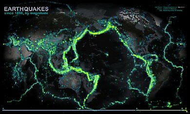 На этой новейшей карте землетрясений представлены все землетрясения