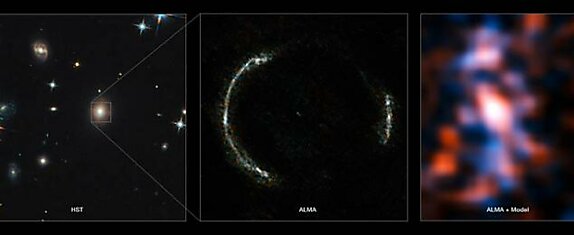 Команде телескопа ALMA удалось получить детальное изображение далекой галактики