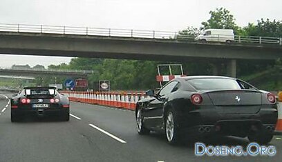 Bugatti Veyron проиграл Ferrari 599 GTB в дорожной схватке