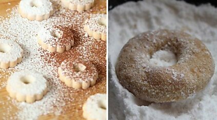 Инструкция по приготовлению печенья «Колечки» с сахарной пудрой