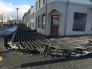 Тротуар с подогревом в столице Исландии