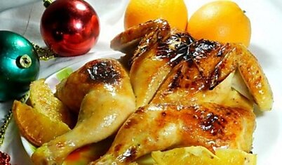 Рецепт запеченной курицы с чесноком и апельсинами