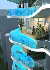 Индийский отель с бассейнами вместо балконов