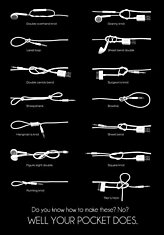 Разные способы увязать кабель от наушников