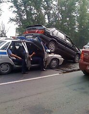 Авария с участием машины ДПС  (4 фото)