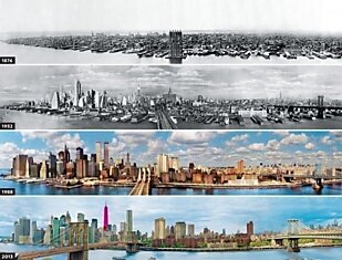 Застройка Нью-Йорка с 1876 года по 2013 год.