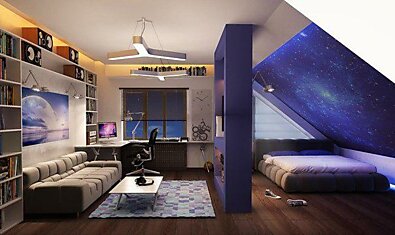 Дизайн комнаты в стиле космического корабля из Mass Effect