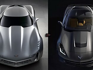 Визуальное сравнение между концептом и серийным Corvette