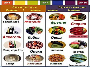 ПРОДУКТЫ, ОКИСЛЯЮЩИЕ ИЛИ ОЩЕЛАЧИВАЮЩИЕ ОРГАНИЗМ