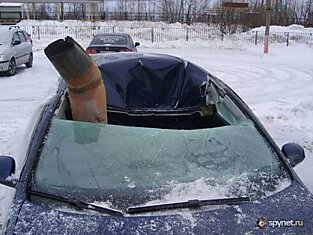Зимний тюнинг авто с помощью водостока (5 фото)