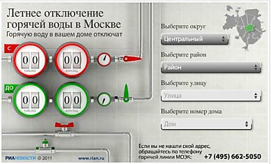 График летнего отключения горячей воды в Москве