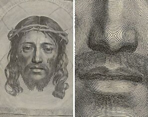 Эта гравюра XVII века с изображением Иисуса Христа в терновом венце названа «Единый единою чертою».