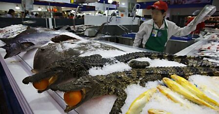 Китайские супермаркеты - от крокодилов до мужских бикини