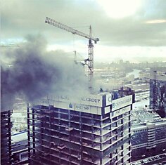 Пожар на стройке Москва-Сити (13 фото + видео)