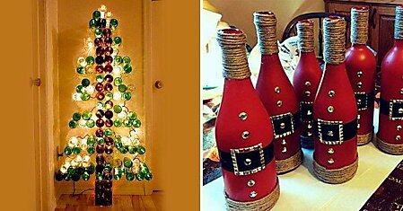 Двадцать шесть новогодних и рождественских украшений из бутылок