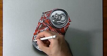Как нарисовать раздавленную банку Coca-cola