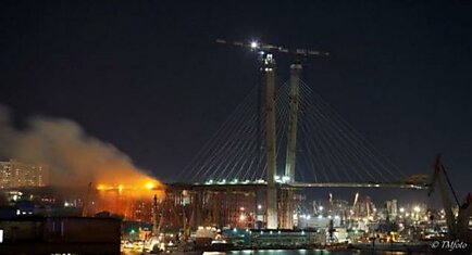 Пожар на стройке вантового моста