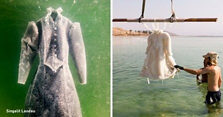 Художница на целых 2 месяца погрузила платье в Мертвое море, и вот что из этого получилось