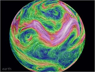Глобальная карта ветров почти в режиме реального времени