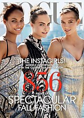 Кара Делевинь, Карли Клосс и Джоан Смоллс на обложке американского Vogue за сентябрь